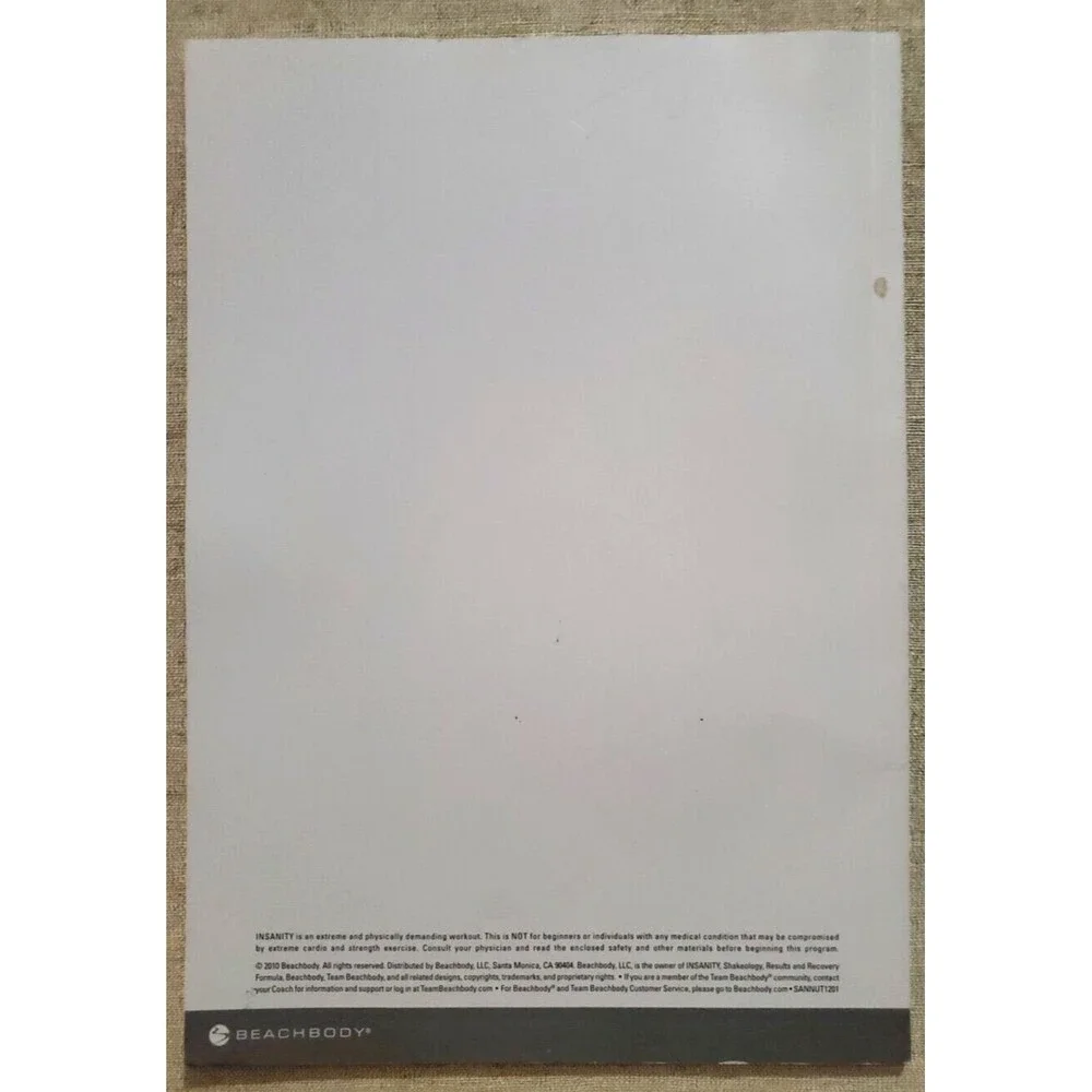 Insanity Fitness Program Elite Nutrition Guide Book By Beachbody - Book Only